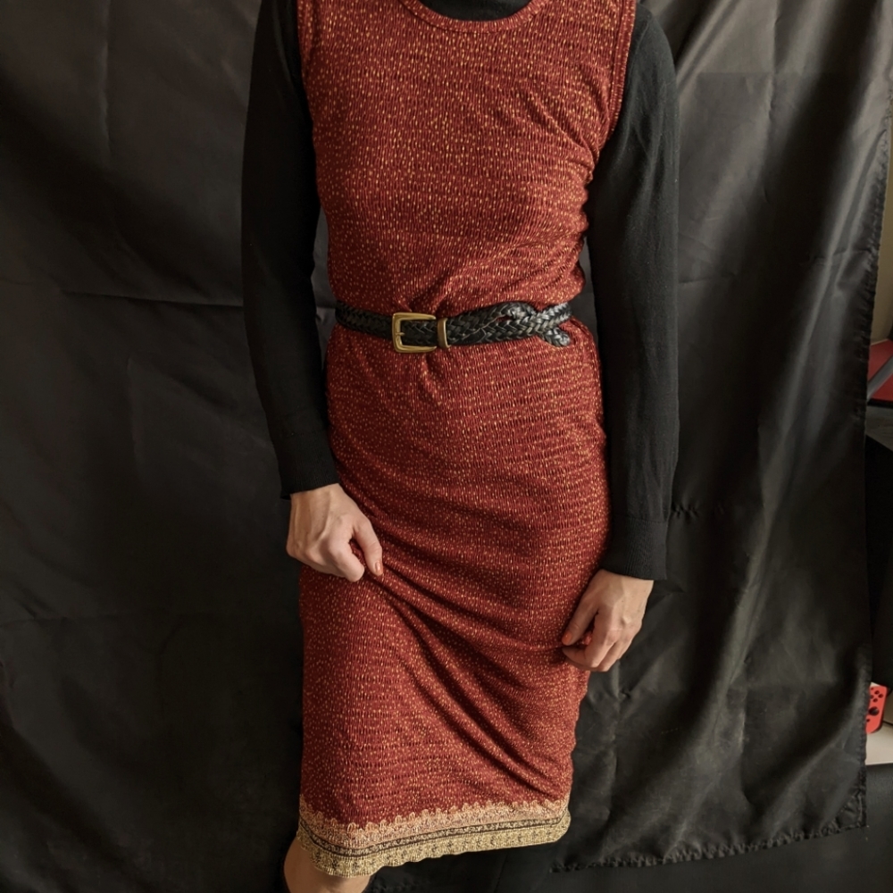 Burgundy Vintage 90s Fitted Dress